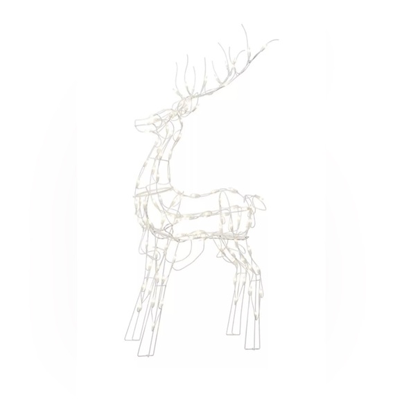 Joiedomi 4.5ft Christmas Wire Frame Reindeer Buck 480 LED  48in White Wire Buck Christmas Decoration 105 Clear Lights Yard Display